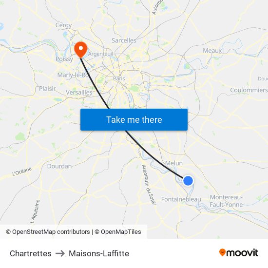 Chartrettes to Maisons-Laffitte map