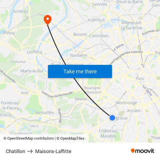 Chatillon to Maisons-Laffitte map