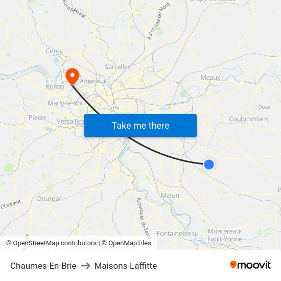 Chaumes-En-Brie to Maisons-Laffitte map