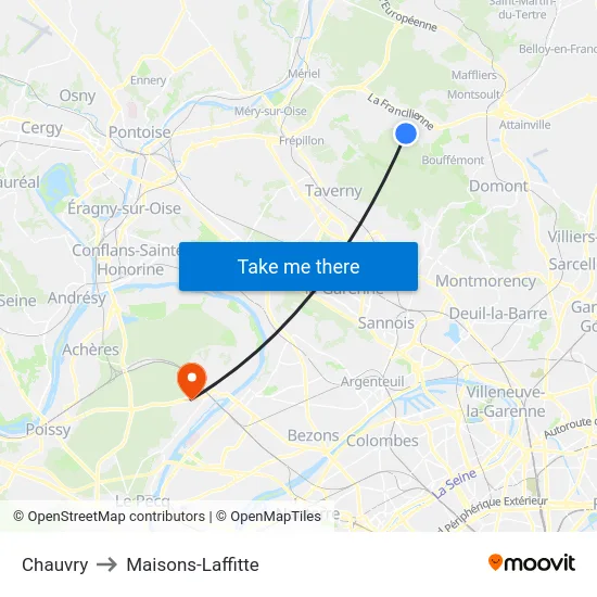 Chauvry to Maisons-Laffitte map