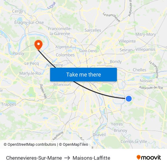 Chennevieres-Sur-Marne to Maisons-Laffitte map