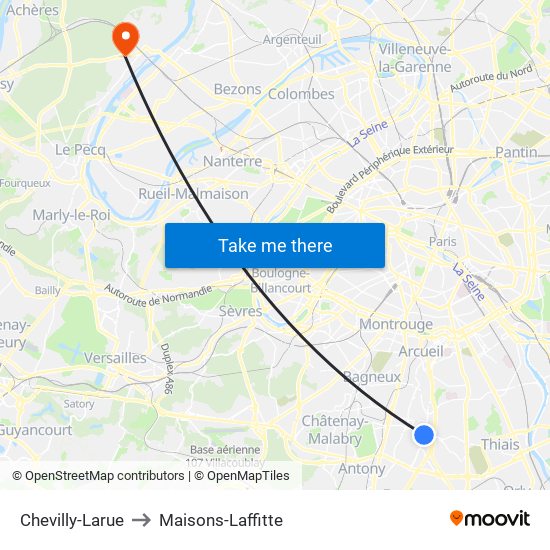 Chevilly-Larue to Maisons-Laffitte map