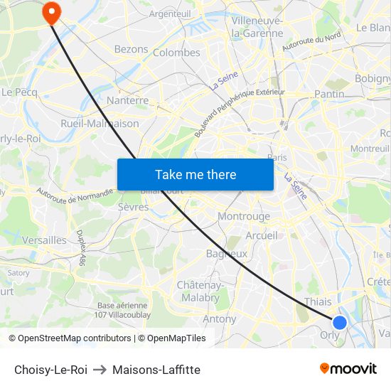 Choisy-Le-Roi to Maisons-Laffitte map