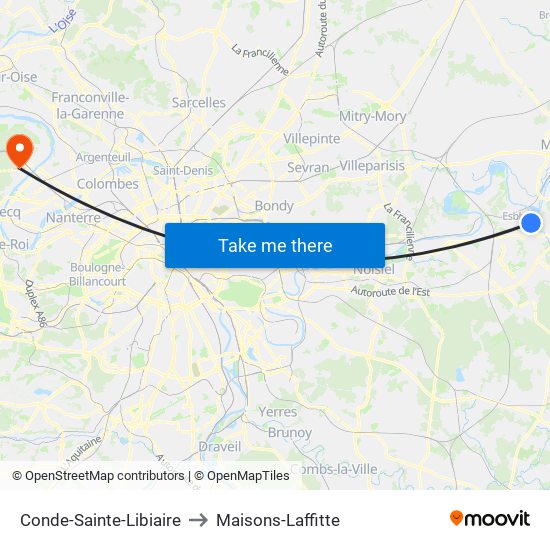 Conde-Sainte-Libiaire to Maisons-Laffitte map