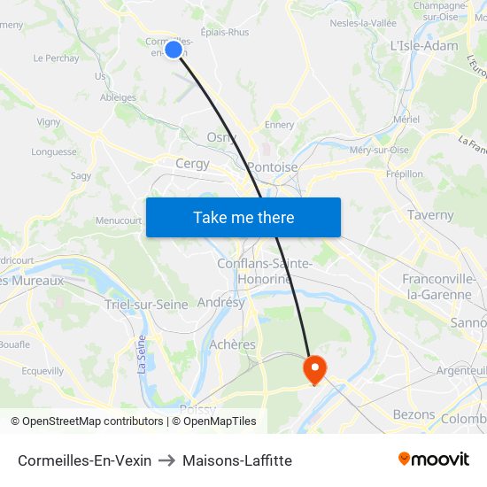 Cormeilles-En-Vexin to Maisons-Laffitte map