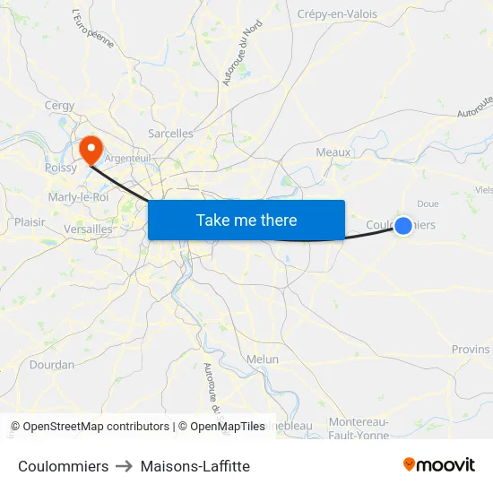 Coulommiers to Maisons-Laffitte map