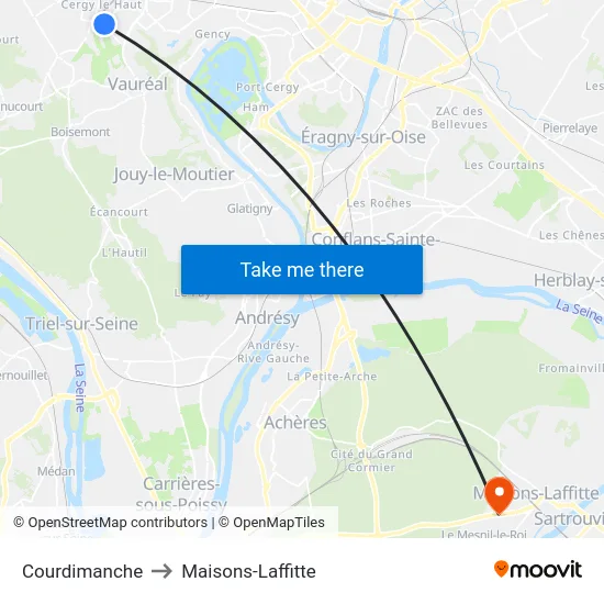 Courdimanche to Maisons-Laffitte map