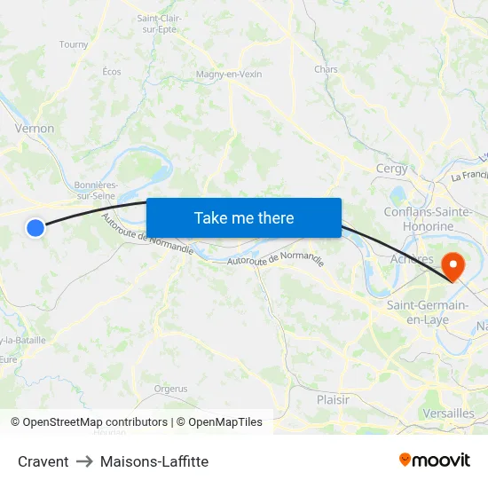 Cravent to Maisons-Laffitte map