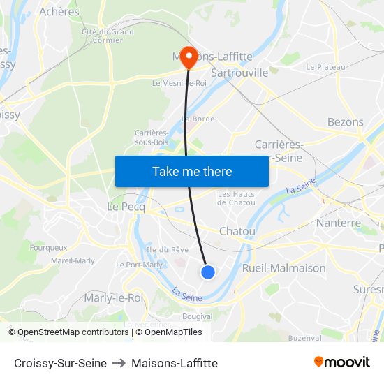Croissy-Sur-Seine to Maisons-Laffitte map