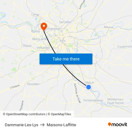 Dammarie-Les-Lys to Maisons-Laffitte map