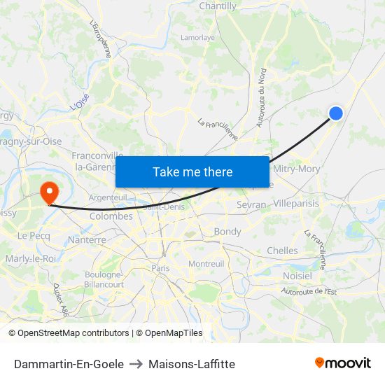 Dammartin-En-Goele to Maisons-Laffitte map