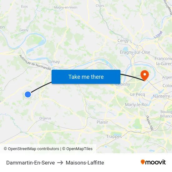 Dammartin-En-Serve to Maisons-Laffitte map