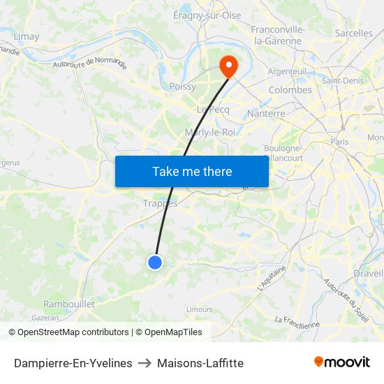 Dampierre-En-Yvelines to Maisons-Laffitte map