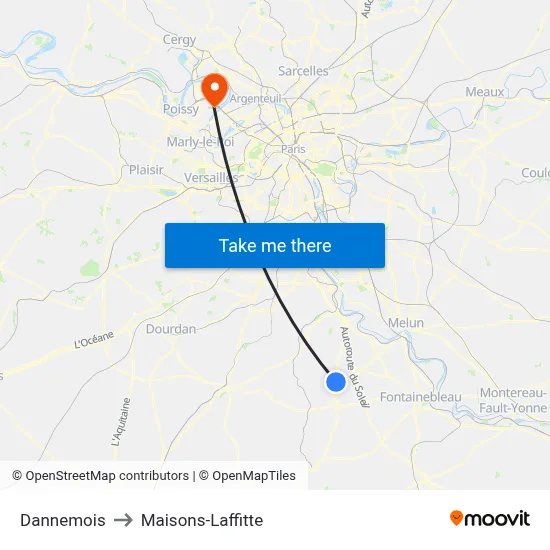 Dannemois to Maisons-Laffitte map