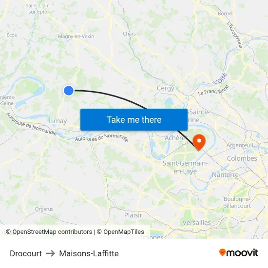 Drocourt to Maisons-Laffitte map