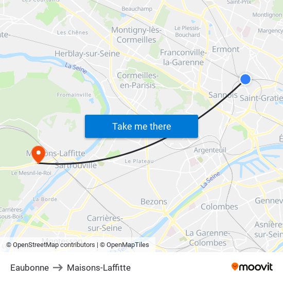 Eaubonne to Maisons-Laffitte map