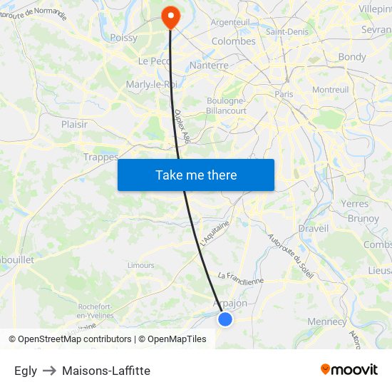 Egly to Maisons-Laffitte map