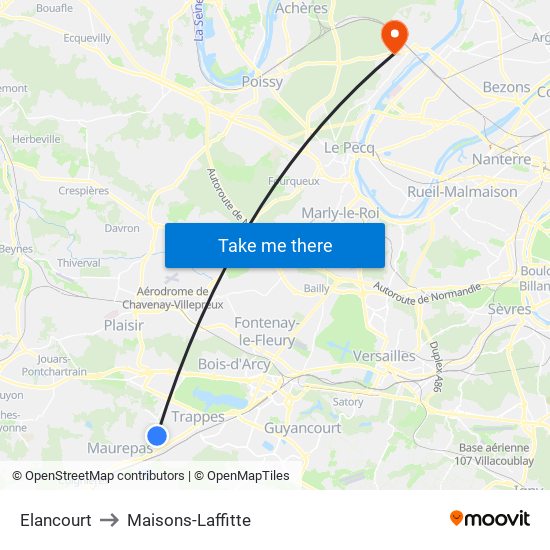 Elancourt to Maisons-Laffitte map