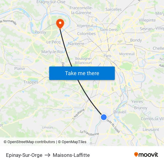Epinay-Sur-Orge to Maisons-Laffitte map