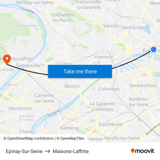 Epinay-Sur-Seine to Maisons-Laffitte map