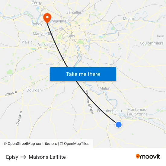 Episy to Maisons-Laffitte map