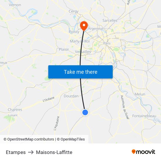 Etampes to Maisons-Laffitte map