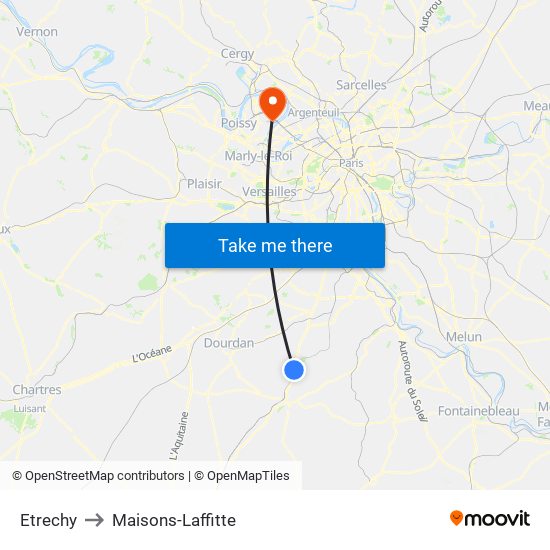Etrechy to Maisons-Laffitte map