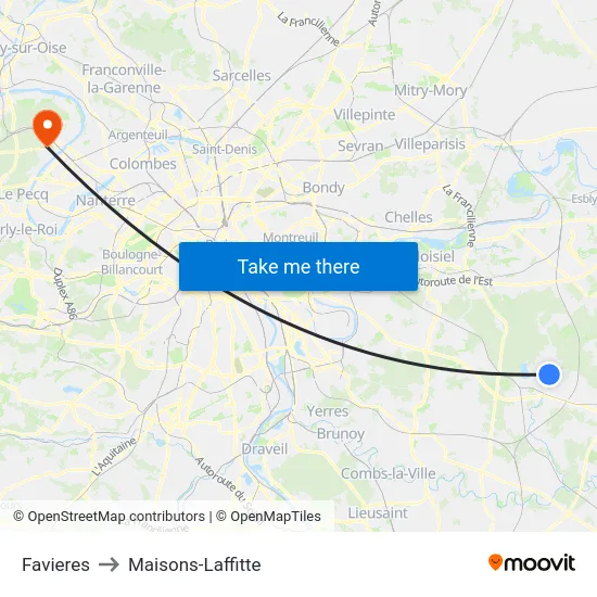 Favieres to Maisons-Laffitte map