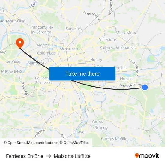 Ferrieres-En-Brie to Maisons-Laffitte map