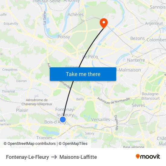 Fontenay-Le-Fleury to Maisons-Laffitte map