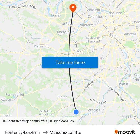 Fontenay-Les-Briis to Maisons-Laffitte map