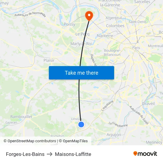 Forges-Les-Bains to Maisons-Laffitte map