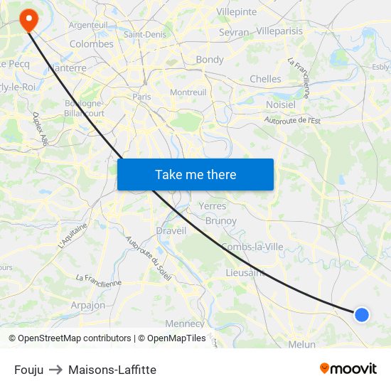 Fouju to Maisons-Laffitte map