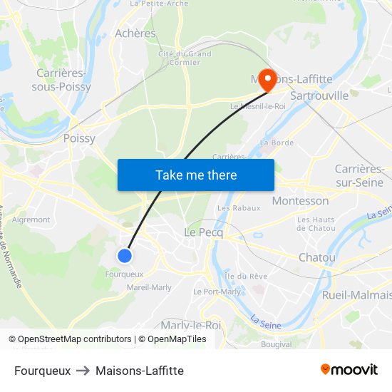 Fourqueux to Maisons-Laffitte map