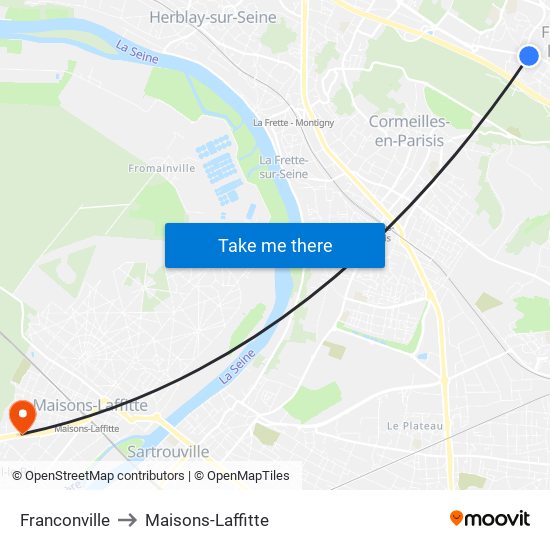 Franconville to Maisons-Laffitte map