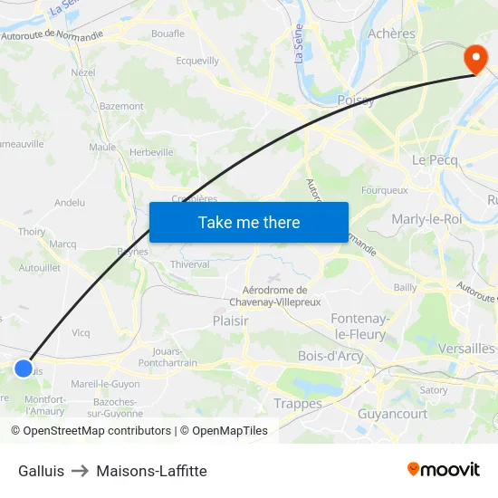 Galluis to Maisons-Laffitte map