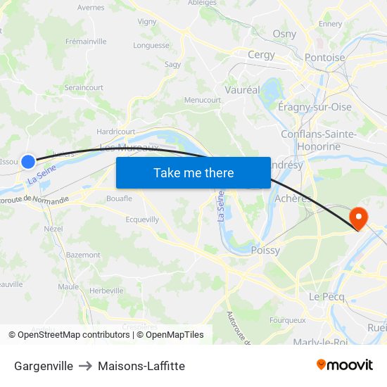 Gargenville to Maisons-Laffitte map