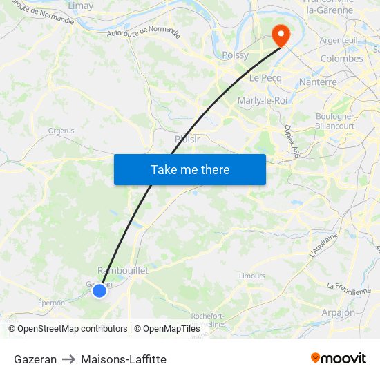 Gazeran to Maisons-Laffitte map