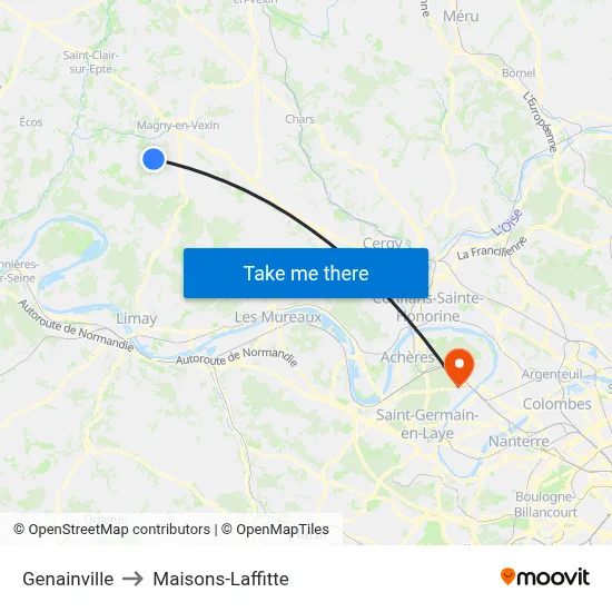 Genainville to Maisons-Laffitte map
