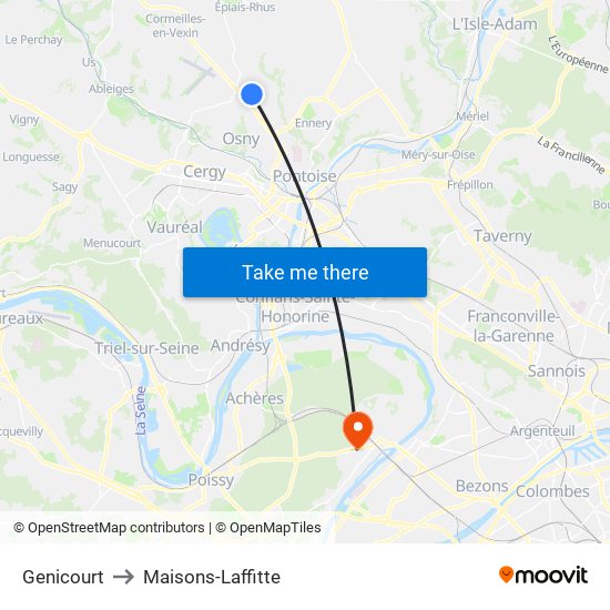 Genicourt to Maisons-Laffitte map