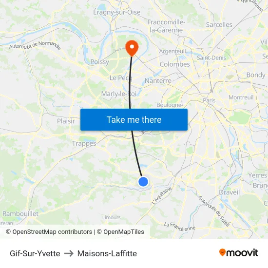 Gif-Sur-Yvette to Maisons-Laffitte map