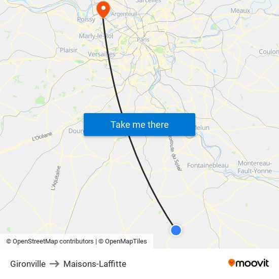 Gironville to Maisons-Laffitte map