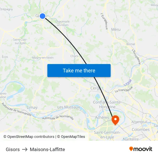 Gisors to Maisons-Laffitte map