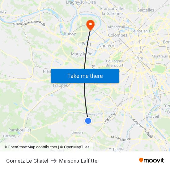 Gometz-Le-Chatel to Maisons-Laffitte map