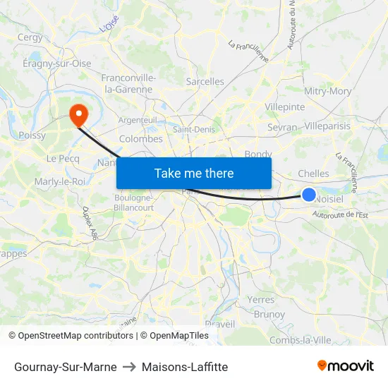 Gournay-Sur-Marne to Maisons-Laffitte map