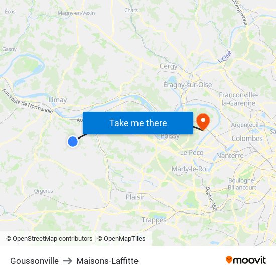 Goussonville to Maisons-Laffitte map