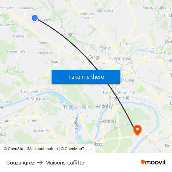 Gouzangrez to Maisons-Laffitte map