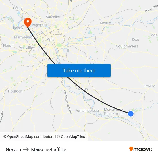 Gravon to Maisons-Laffitte map