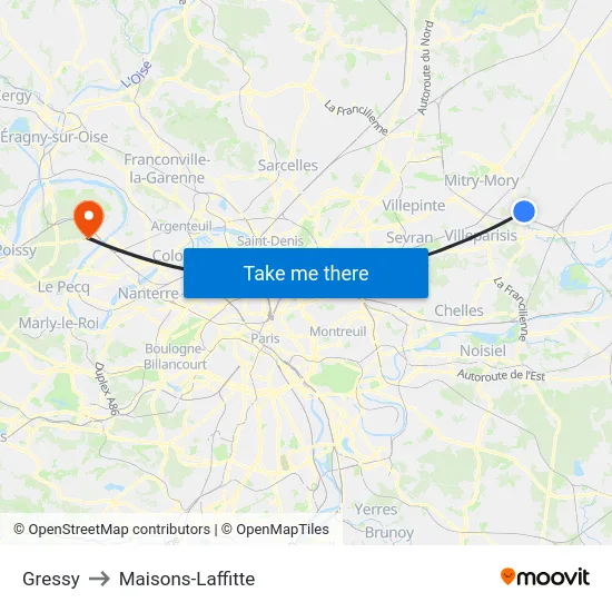 Gressy to Maisons-Laffitte map