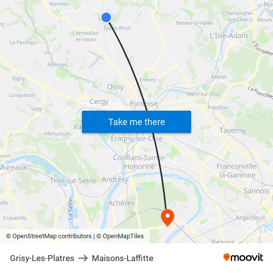 Grisy-Les-Platres to Maisons-Laffitte map